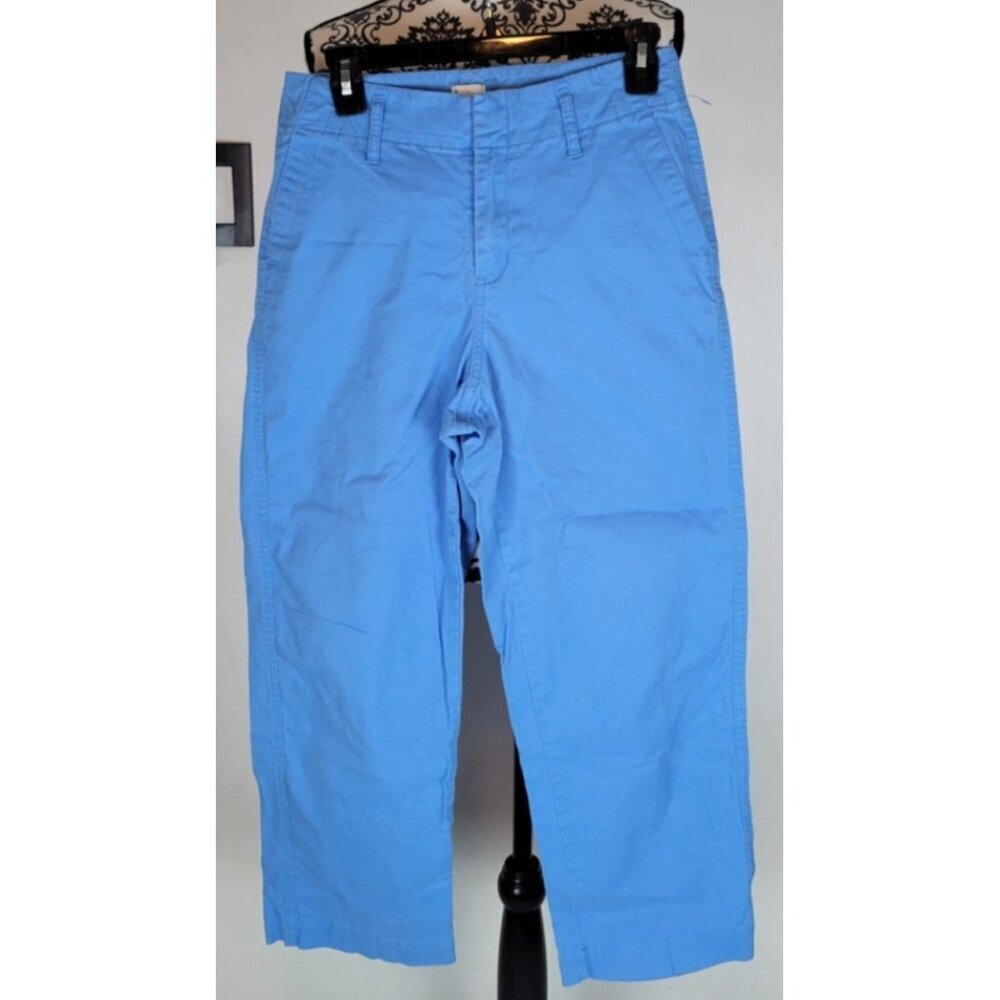 A New Day Cropped Wide Leg Pants Womens 4 Blue Stretch High Rise Work Casual